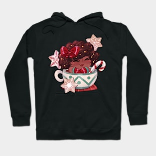 Cute Christmas chibi girl in a mug Hoodie